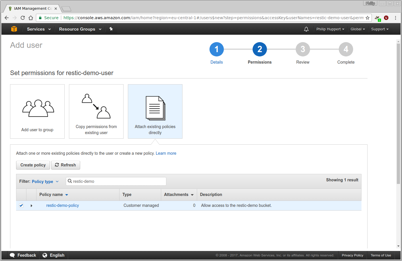 Attach Policy to User